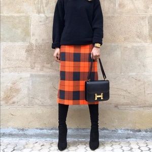 New Zara Orange Plaid Tube Skirt - Blogger Favorite